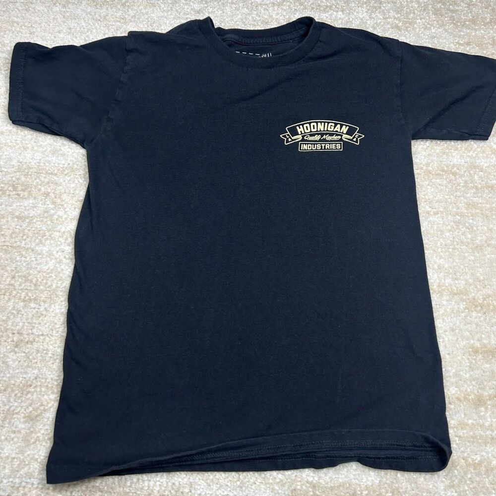 Hoonigan Industries T-Shirt Mens S Black Short Sleeve Graphic Back Print Cotton